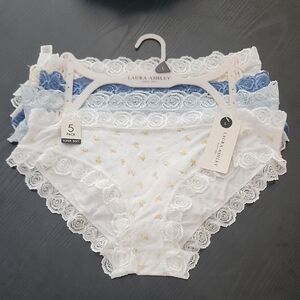 Laura Ashley Floral Lace Panty Set - White, Blue, Cream